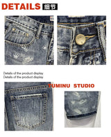 22 year denim shorts mens summer korean style printed korean style casual pants unique jeans style 1969