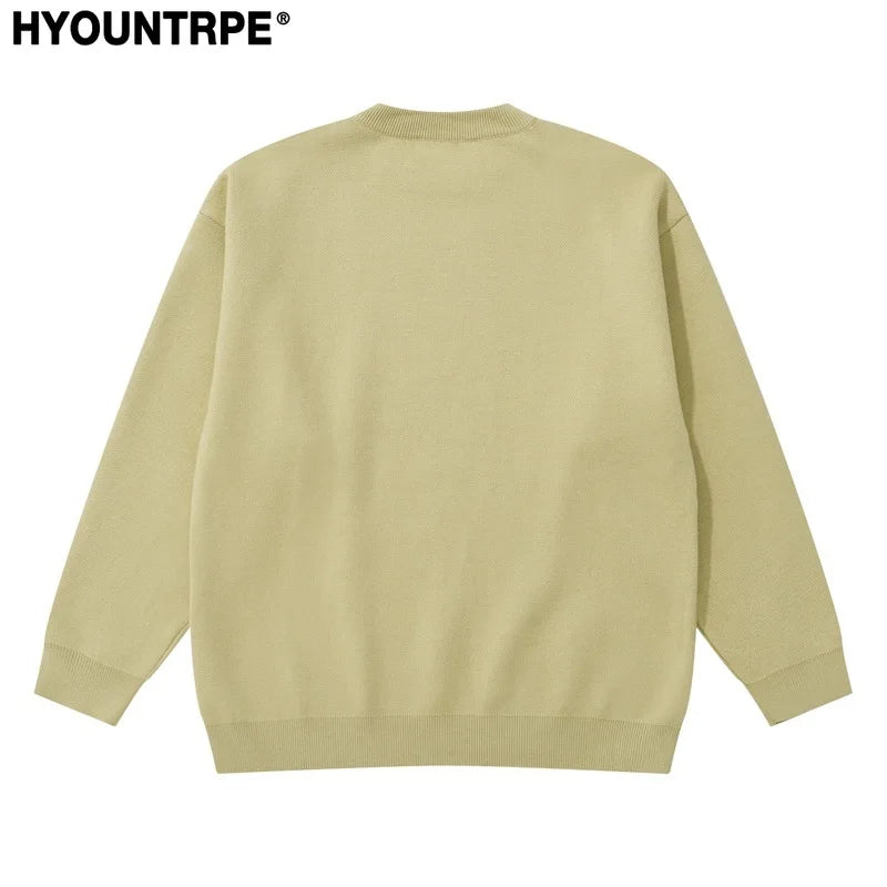 hip hop anime knitted oversized sweater mens autumn winter o neck long sleeve pullover streetwear new loose sweaters clothing - bold artwork streetwear hoodie, trendy hip hop fashion hoodie, Y2K grunge street style