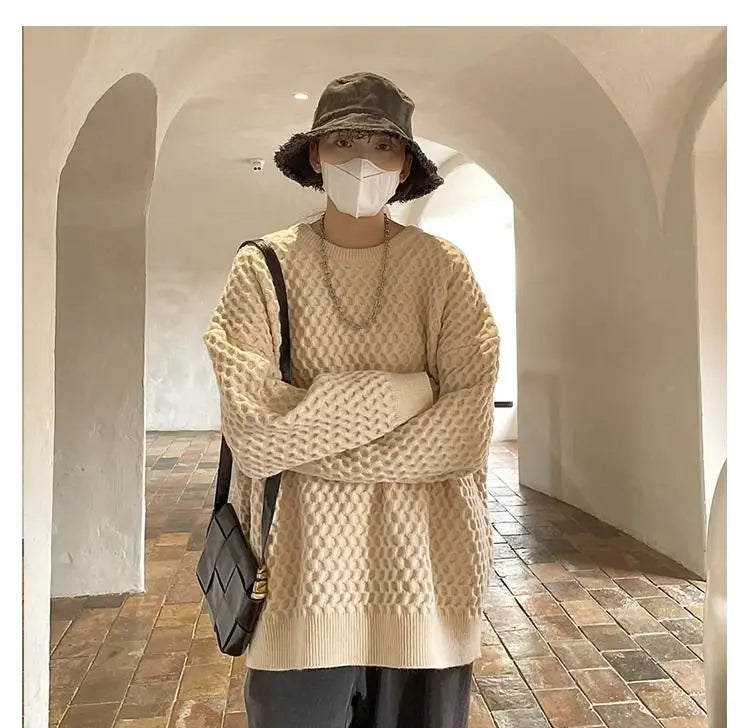 oversized knit pullover, fall/winter fashion, soft knit pullover with flame design, y2k fashion statement
