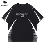 Vaporwave Tribal flame – Streetwear Men Oversized Tshirts Black White Splicing Graphi