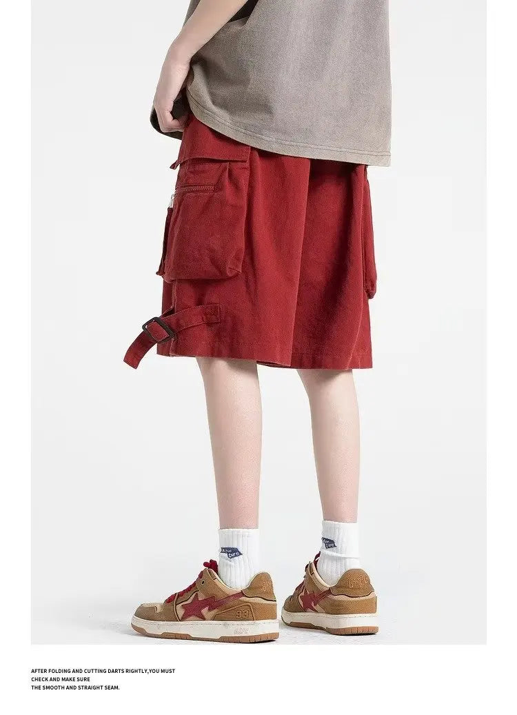 Mens Cotton Cargo Shorts Men Multi Pocket Solid Tactical Cargo