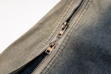ro style men jeans double zipper blue flared denim pants luxury designer male streetwear hip hop blue baggy jeans trousers y2k unique jeans style 1039