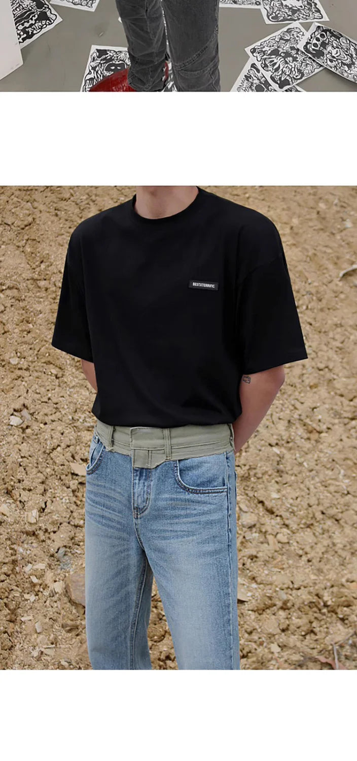 Sadcore Crying angel – Korean Style Summer New Short Sleeved T Shirt For Men Solid