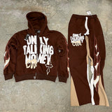 American Fashion Gothic Flame Letter Print Oversized Hoodie Mens Y2K S
