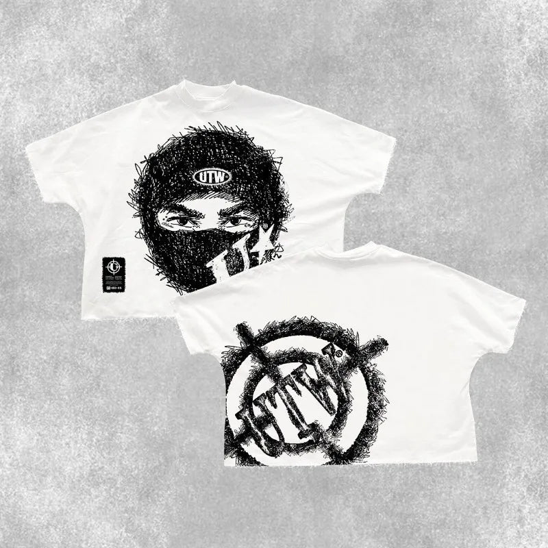 Sadcore Aesthetic print tee – Summer Gothic Trendy Brand Rock Hip Hop New T Shirt Men Y2K