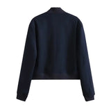 Women Bomber Jacket White Autumn And Winter Button Baseball Bomber Sho