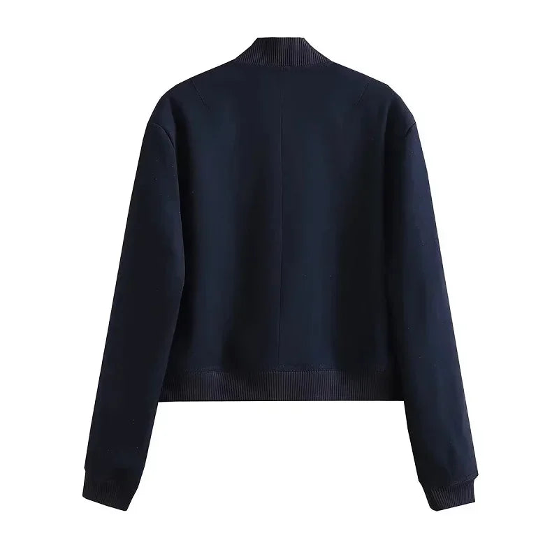 Women Bomber Jacket White Autumn And Winter Button Baseball Bomber Sho