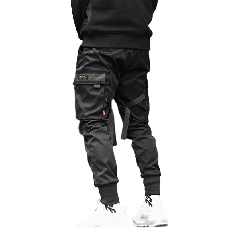 men side pocket cargo harem pants elastic waist trouser streetwear hip hop loose fit ankle drawstring military sweatpant jogger unique joggers style 2769