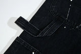 vintage streetwear flared jeans denim hip hop splashing ink wide leg jean overalls for men fashionable retro patchwork jeans y2k unique jeans style 502
