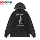 sadcore aesthetic drop featuring rainbowtouches washed hoodie men high street knight fashion graphic print vintage anime hoodie hip hop unisex superior quality