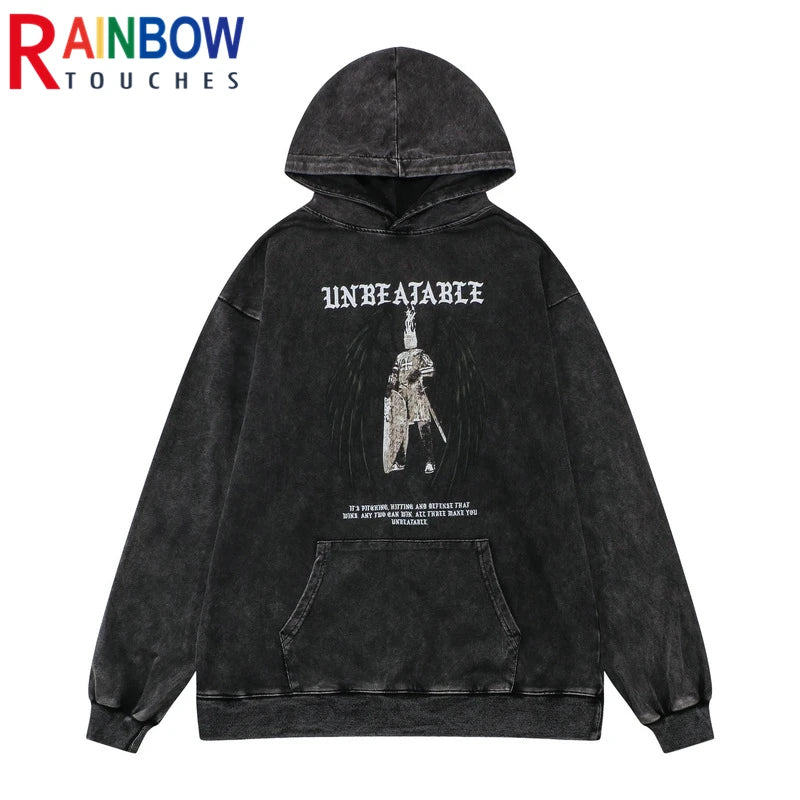 sadcore aesthetic drop featuring rainbowtouches washed hoodie men high street knight fashion graphic print vintage anime hoodie hip hop unisex superior quality