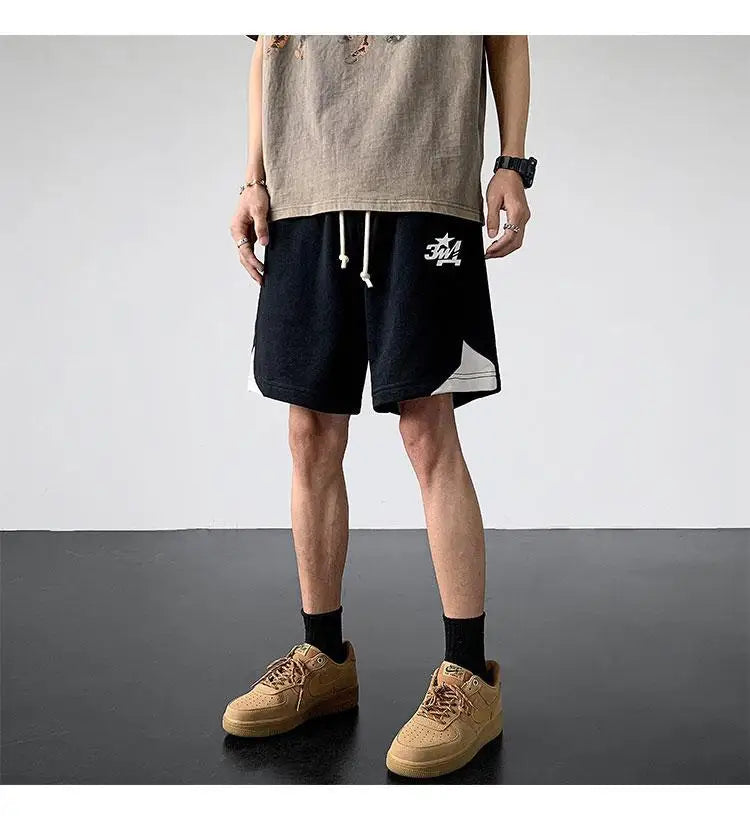 Korean fake two-piece sports basketball shorts men summer American fashion