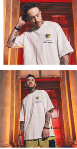 Y2k Angelcore design – Summer Letter Printed Oversized T Shirt Men Hip Hop Fashion