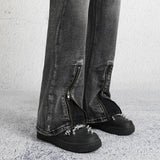 2023 dark streetwear totem embroidery vintage baggy men jeans pants feet zipper straight hip hop punk denim trousers ropa hombre urban skinny jeans