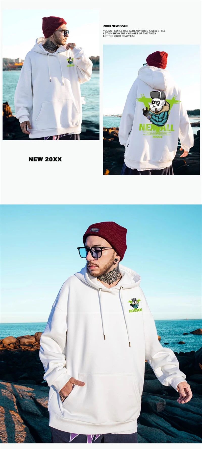 Autumn Punk Panda Printed Hoodie For Men New In Harajuku Fashion Fleece