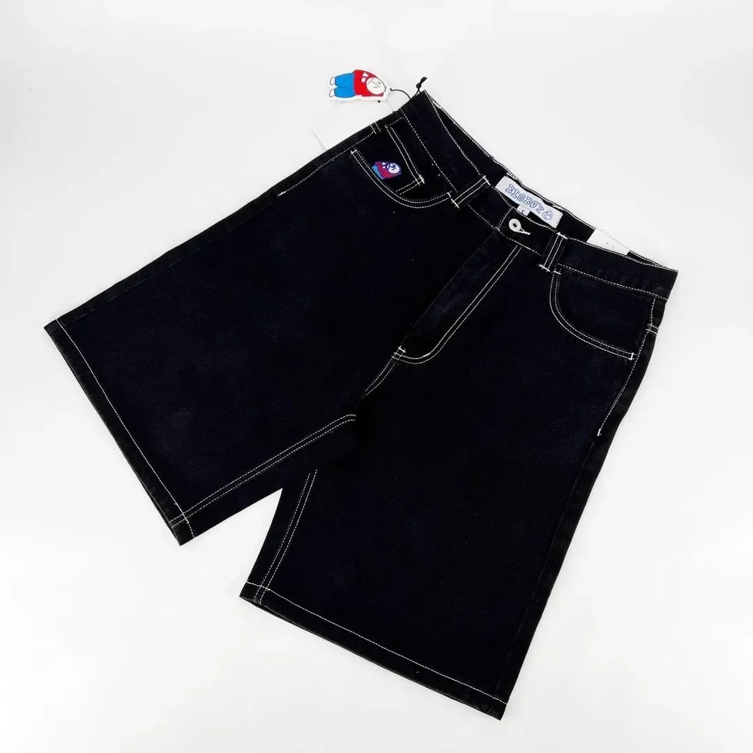 Wexwear Embroidery Shorts Skateboarding New Y2k Jeans Denim Baggy Harajuku Gym Basketball Shorts Men Letter Graphic Streetwear
