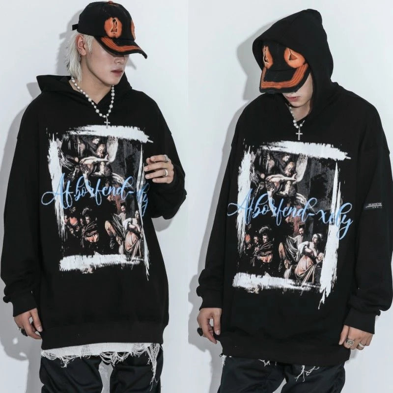 Y2K aesthetic drop featuring rainbowtouches hoodie men high street retro letter printing pattern hip hop harajuku women loose coat unisex superior quality
