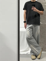 autumn mens high street pleated straight pants korean fashion elastic waist pockets trousers y2k vintage pantalones hombre unique default style 737