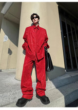 mens sequin 2 piece sets loose casual long sleeve shirt pant stage fashion party show clothing dress shirts trousers costumes unique default style 2887