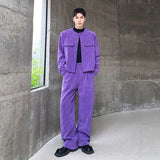 men 2 pieces sets corduroy short jacket wide leg pant suits korean streetwear fashion loose casual retro coat baggy trousers unique shorts style 2822