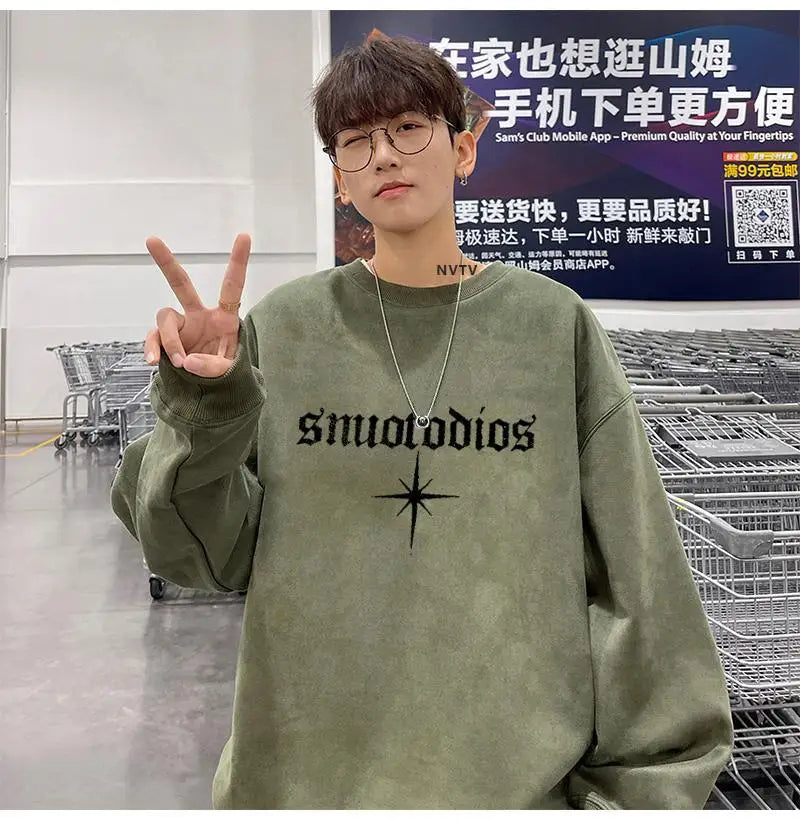 Club Paradise Limited Korean Suede Round Neck Velvet Sweatsh…