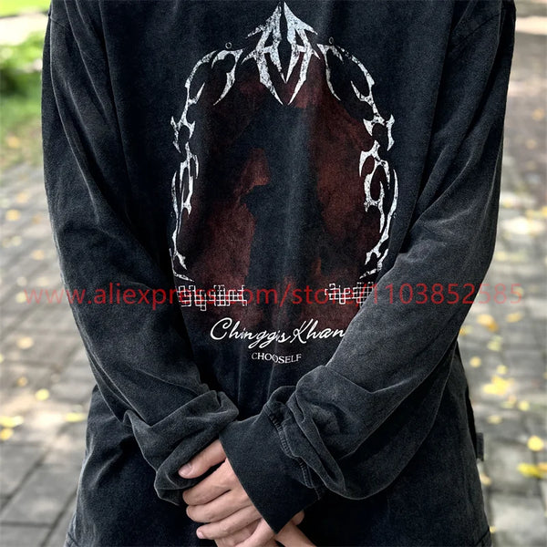 Y2k Oversized shirt – Autumn Vintage Long Sleeve T Shirt Heavy American West Coast