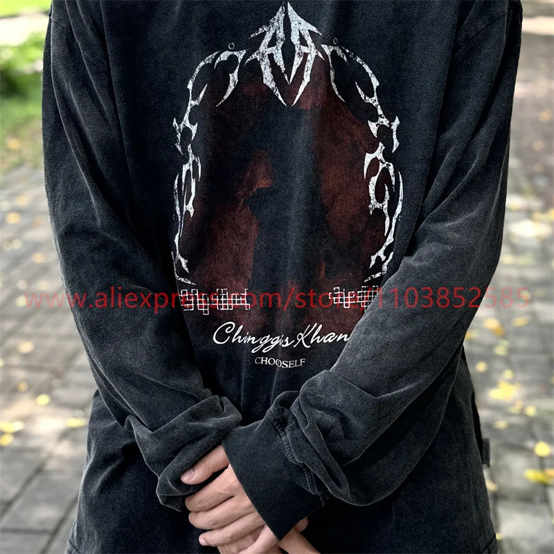 Y2k Oversized shirt – Autumn Vintage Long Sleeve T Shirt Heavy American West Coast