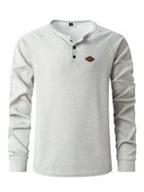 2024 New vintage Waffle Men's Henry shirt with button-down crew-neck and long sleeves