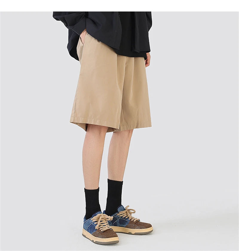 summer mens solid color straight shorts 2024 casual y2k wide leg short pants casual streetwear sweat baggy bermudas hombre unique shorts style 3326