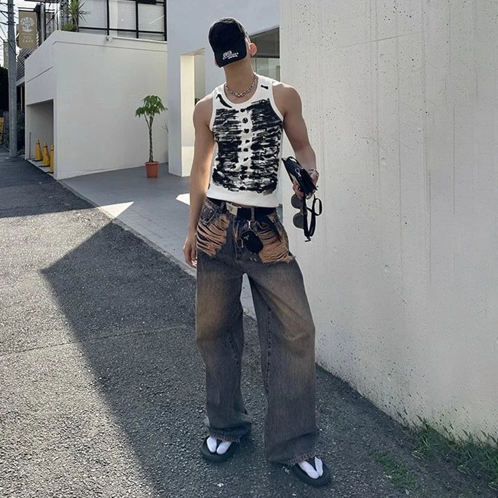 Tie Dye Tight Sports Bodybuilding Vest 2024 New Genderless Fashion Printed Tank Top Unisex