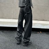 men streetwear fashion hip hop loose casual wide leg leather baggy motorcycle pant cityboy cargo pants trousers utility cargo pants