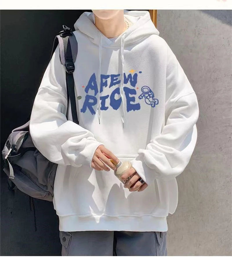 New Cartoon Astronaut Printed Pullover Hoodies For Men Autumn Letter