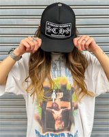 24SS New Vintage Retro Cross Printing Washed Distressed Short Sleeves T-Shirt Tops