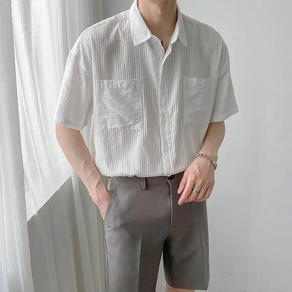 2023 Summer New Fashion Simple Style Loose Short-sleeved Fashion Shirts Men Tops Trendy All-match Short-sleeved BoutiqueClothing