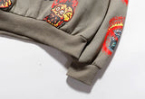 Punk Hoodie Men Streetwear Hip Hop Skull Skeleton Print Gothic Fleece