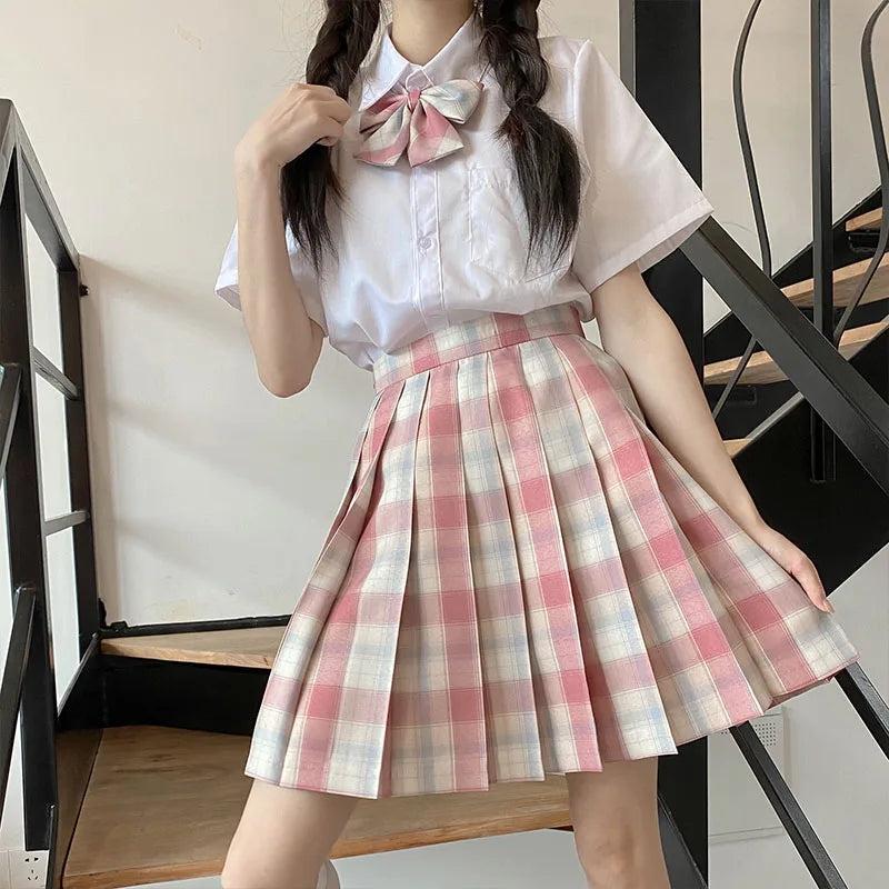 Jk Uniforms Gyaru School Uniform for Girl Student Pleated Skirt Uniform Set Women Short Sleeve Bow Tie Seifuku Japanese Style