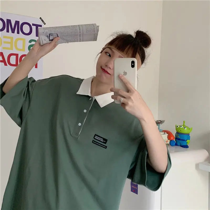 Vaporwave Chrome logo – Pure Cotton Hong Kong Style Pure Cotton Polo Shirt Short Sle