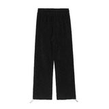 2024 spring and autumn mid waist straight jacquard velvet knitted trousers loose wide leg pants urban casual pants men and women unique default style 2036