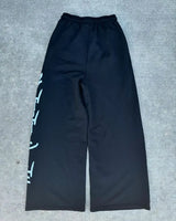 street wear mens black and red fashionable loose pants y2k straight leg cotton pants sport simple side letter casual pants clean everyday pants