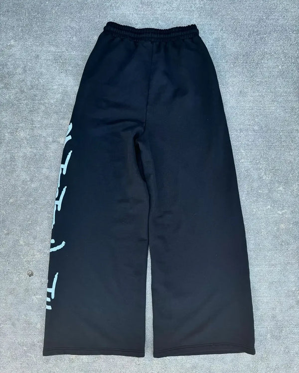street wear mens black and red fashionable loose pants y2k straight leg cotton pants sport simple side letter casual pants clean everyday pants