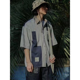 2023 Summer New Light Luxury Fashion Tooling Short-sleeved Shirt Men Loose Couple Casual Striped Shirt Boutique Clothing