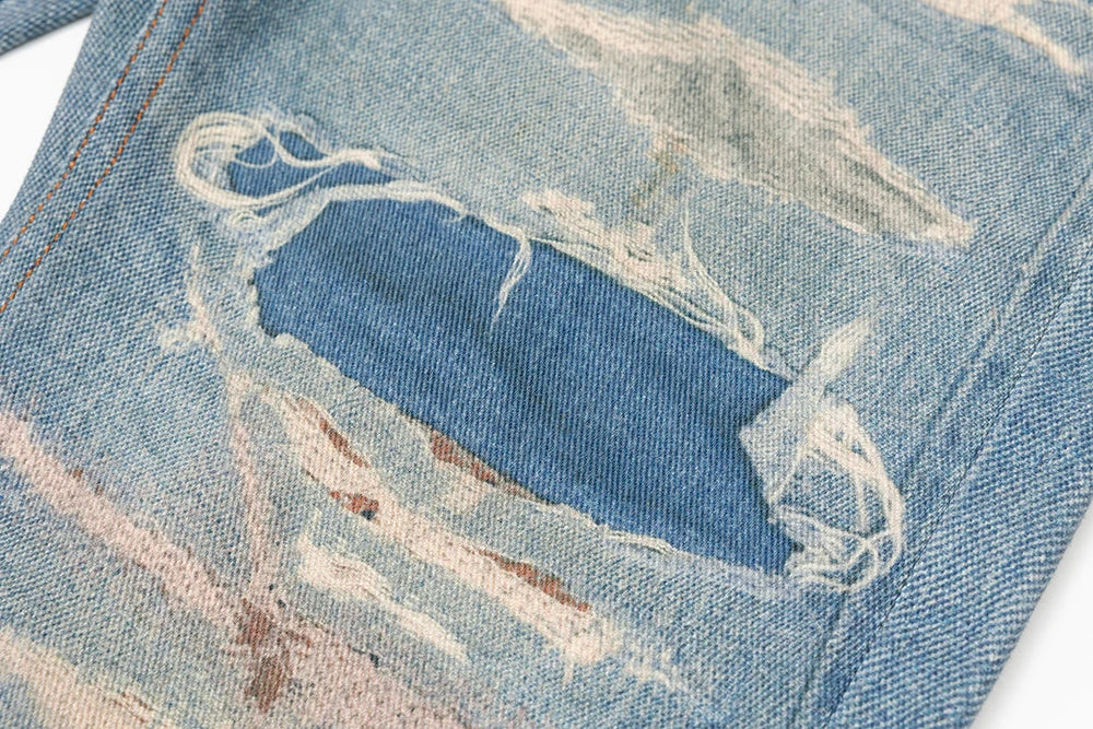 streetwear ripped hole patch baggy y2k jeans for men washed pantalones hombre straight casual denim trousers oversized urban skinny jeans