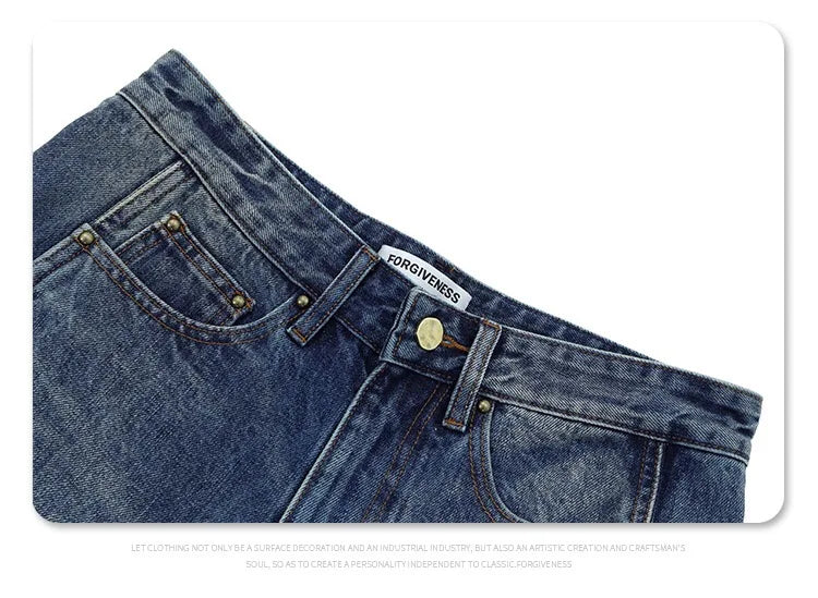 2024 autumn and winter new wave pants wash do old outline jeans unique jeans style 6272