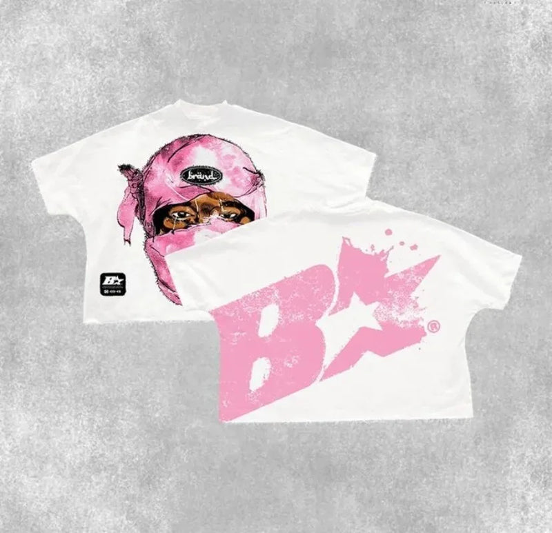 American Summer Street Fashion Brand Anime Print Oversized Half-sleeved Tops Men Y2k Hip-hop Retro Casual Loose T-shirts Women