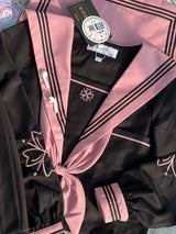 JK Original Kawaii Suit Japanese Genuine Cherry Blossom Embroidered Top + Dark Bad Jk Uniform Skirt Girly Sailor Suit