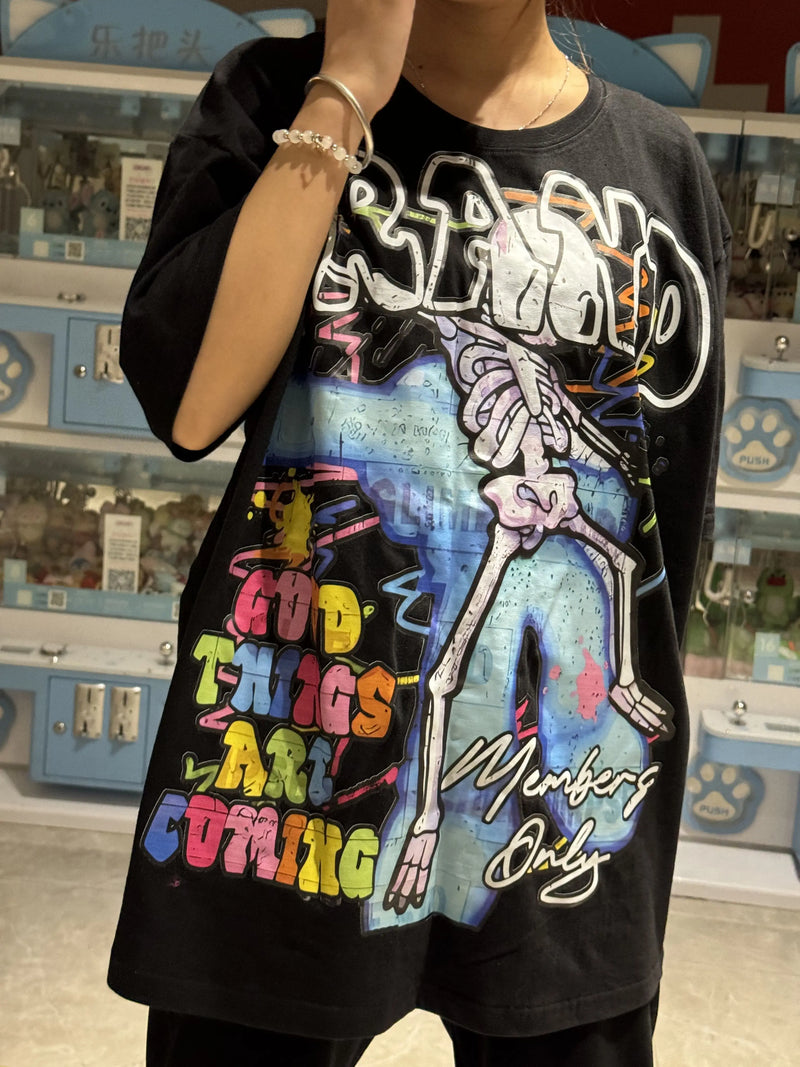 Y2K Angelcore T-Shirt – Winged Manga Girl Graphic Streetwear
