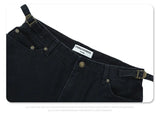 Washed and worn multi-pocket cargo jeans