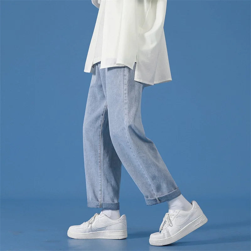 lappster men black baggy jeans streetwear 2023 harajuku casual straight pants male loose streetwear white graphic denim pants unique jeans style 2550