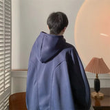 Oversized Urban Half Zip Hoodie – Autumn Fleece Button Up Neck Hip Hop Sweatshirts For Men Solid Color Oversized Y2K Hoodies High Street Fashion Hooded Tracksuit | Zip Knit Drop #105