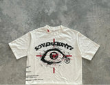 Sadcore Tribal flame – American Gothic Trend Big Eyes Cartoon Print Oversized T Shi